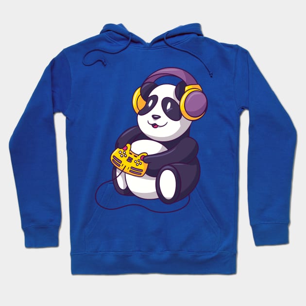 cute animal cartoon panda gaming Hoodie by Midoart